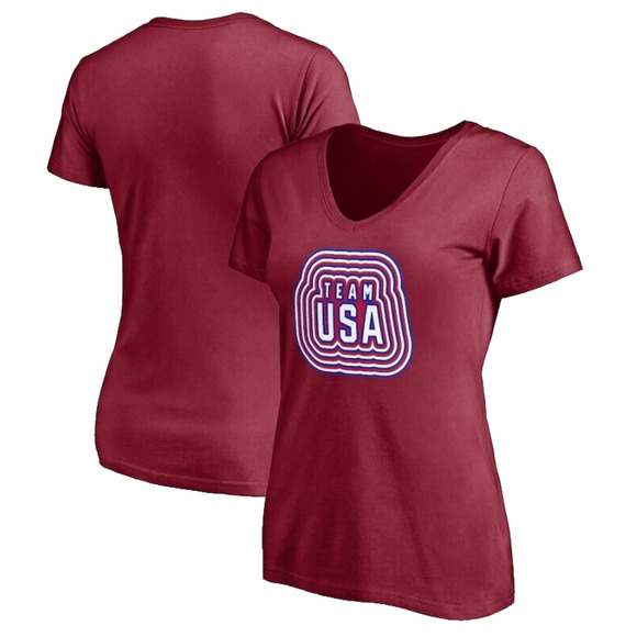 New Team USA Fanatics Olympic Womens Short Sleeve V-Neck Shirt Size Medium M Tee - Picture 1 of 3